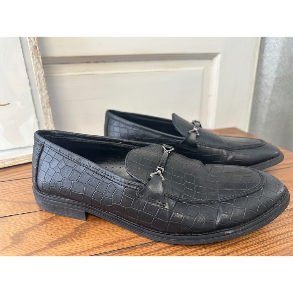 Bolongaro Trevor Mens Size 42 (Sz 9) Dress Shoe Black Croc Horse Bit Loafer
